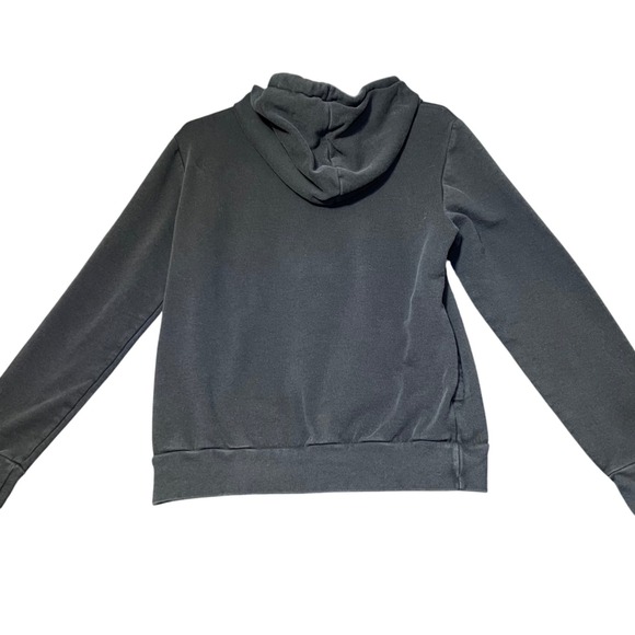 Adidas Pullover Hoodie Womens Medium Black Floral Logo Sweatshirt Sporty Casual - Picture 3 of 12